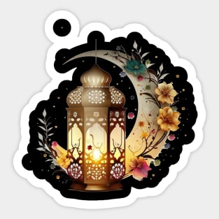 Ramadan lantern lamp with moon floral Sticker